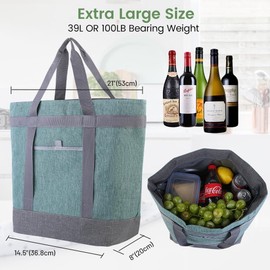 CIVJET CIVJET Insulated Cooler Bag, 1PK Insulated Tote Bag for Grocery Shopping, Non-Waterproof Cooler Bags Insulated for Travel/Picnic, Pizza/Food Delivery Bag to Keep Food Cold/Hot (Cationic Cloth, Green)