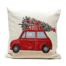 Peggy Wilkins Driving Home Christmas Tapestry Cushion - 45cm x 45cm
