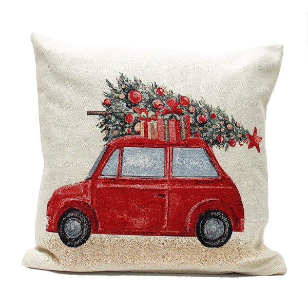 Peggy Wilkins Driving Home Christmas Tapestry Cushion - 45cm x