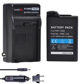 PowerTrust 3600mAh PSP-110 Battery and Charger Compatible with Sony PSP110 PSP-1001 PSP-1000 PSP1000 Console PSP 1000 1001 1002
