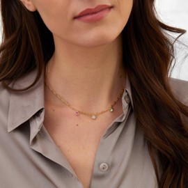 EVE'S ADDICTION Three Paperclip Chain Charm Necklace - Gifts for Mom