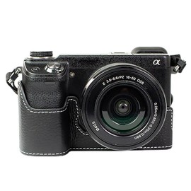DBZZ Handcrafted retro genuine leather camera case Half-Wrap camera protection case For Sony NEX-6/7 (Black)