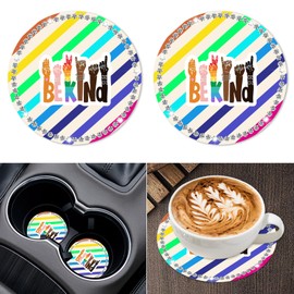2Pcs Bling Car Cup Coaster, 2.75 Inch Cute Universal Silicone Non-Slip Cup Holders Coaster, Funny Car Decor Car Interior Accessories for Women Men
