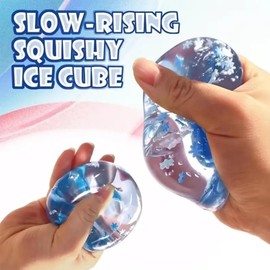 2PCS Ice Cube Squeeze Ball Sensory Toys,Ice Cube Squeeze Fidget-Toy,Squishy Fidget Cube Toys,Stress Balls for Adults,Stress Relief Sensory Toys,Blue Cube Anxiety Stress Relief Fidget-Toy