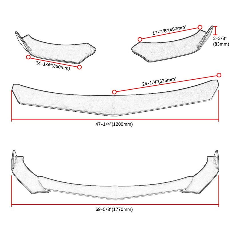 KEEPDSGN Front Bumper Lip Universal Spoiler for Car (Original Sharp