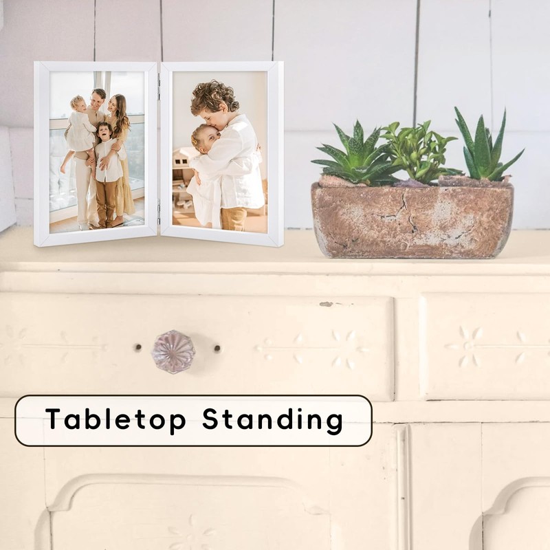 SNXJWA 8x10 Picture Frames Double White Photo Frame Folding Vertical
