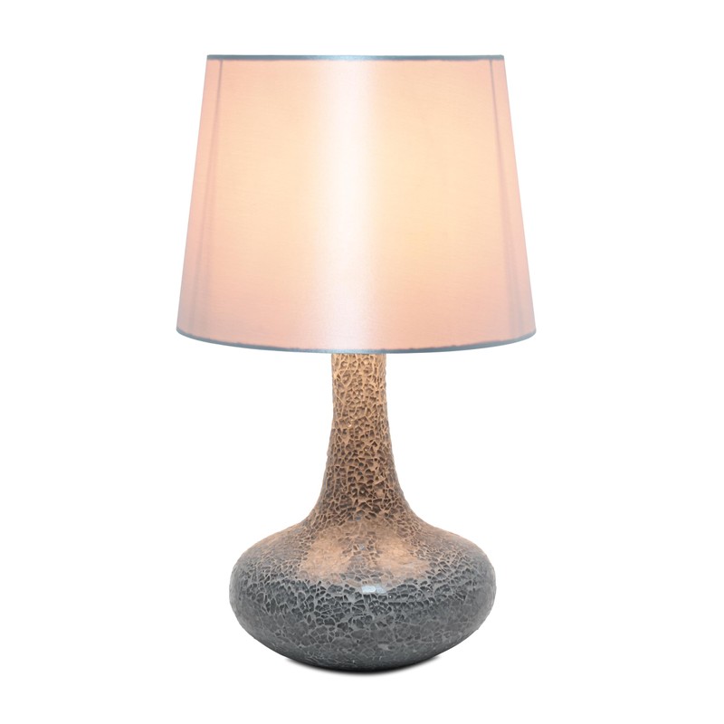 Simple Designs LT3039-GRY-LB 14.17" Mosaic Tiled Glass Genie Table Lamp