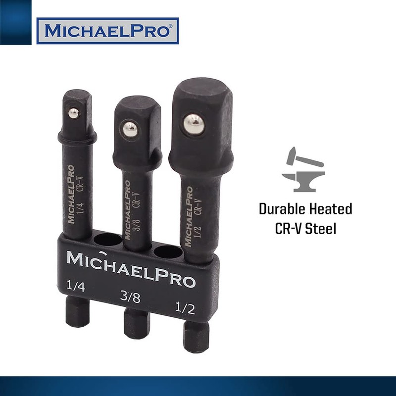 MichaelPro 3-Inch Impact Grade Socket Adapter Set, Extension Bit with