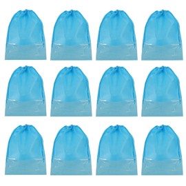 PATIKIL Drawstring Shoe Bag, 12 Pack 14 x 11 Inch Travel Shoe Bags Non-Woven Shoe Storage Bag Boots Shoes Organizer Pouch for Travel Home, Blue