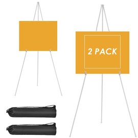 2 Pack Portable Easel Stand for Painting Canvas, 63" Metal Tripod Artist Painting Easel for Display Wedding Office Home Signs, White