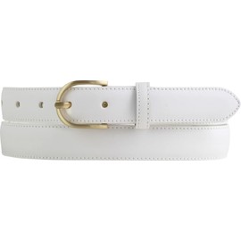 BELTINGER Women's Belt Made of Full Cowhide Leather, 2.5 cm, Narrow Belt for Women, 25 mm, Cambered Leather Belt with Golden Belt Buckle, White, Gold