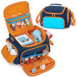LoDrid Travel Case Compatible with Tonie Box, Carrying Case for Audio Player Set with Shoulder Strap and Handle, Storage Bag with Multiple Pockets for Charge, Headphone and Accessories, Blue, Bag only