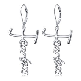 Yearace Fearless Earrings - 925 Sterling Silver Dangle Earrings for Women Symbol of Faith and Courage Ideal for Everyday Wear and Special Occasions