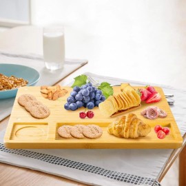ROSE CREATE 14'' Rectangle Bamboo Board with 4 Knife Set Wooden Charcuterie Tray