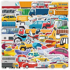 Stickers for Car and Truck Water Bottle|50PCS Transportation Vinyl Waterproof Sticker for Water Bottle Laptop Skateboard Phone Car Decals Gifts for Kids Teens Adults for Party Favors Supplies Decor