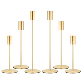 zeochyni - Juego de 6 portavelas de oro francés mate, elegantes portavelas para centros de mesa de boda, mesas de comedor, fiestas, decoración del hogar, eventos, portavelas cónicos para velas de 3/4