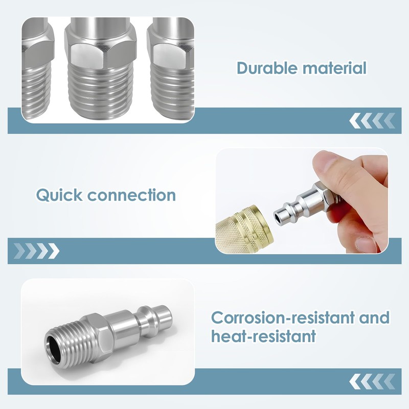 4 x Compressed Air Quick Couplings, 1/4 Inch NPT Male