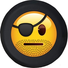 Funny Spare Tire Wheel Cover for Camper SUV Trailer Truck RV JP Thick PVC Leather | Pirate Patch Beard Smiley Black 33 Inch