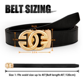 JEKIXHUA Men Real Leather Ratchet Belt Genuine Cowhide Strap 1.5" Wide Trim To Fit (Gold-2, 26" to 48" Waist Adjustable)
