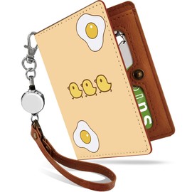 Pretimo Chick, Animal, Character, Fried Egg, Bifold with Reel Strap, Pass Case, Chicken Fried Egg