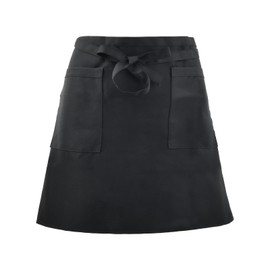 dentedeleao Unisex Short Half Aprons, Professional Kitchen Apron for Chefs, Waist Aprons with 2 Pockets for Chefs, Waiters, Bar Staff, Catering, Cafe (Black, 60 x 40 cm), black