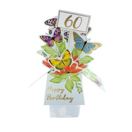 Clever Cube 60th Birthday Butterfly Bonanza! Birthday Pop Up Greeting Card CU007