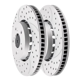 AutoShack Front Drilled & Slotted Brake Rotors | Replacement For 2013-2018 Acura RDX 2016 ILX 2.4L 3.5L V6 AWD FWD | Silver Coated | 2-PC Set | TurboGuard