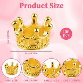 100PCS Small Mini Crowns for Crafts，Gold Crown Beads Elegant