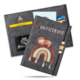 Marvelights Unisex Maternity Log Cover Made of Felt, Boho Style, Rainbow, Suitable for the German Maternity Passport, with Compartments for Ultrasound Picture, Insurance Card, Vaccination Certificate