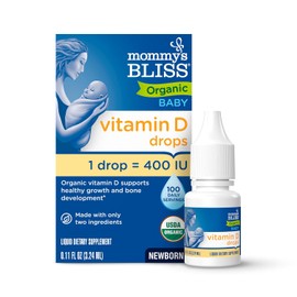 Mommy's Bliss Vitamina D en Gotas Orgánica 3.24 ml para Bebé y toda la Familia. Crecimiento. 1 Gota al Día. Producto Natural y Orgánico. Frasco fácil de administrar.