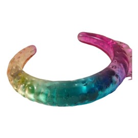 XAM Geometric Iridescent Acrylic Open Bangles, Modern Irregular Cuff Bracelets rainbow color for women for Contemporary Stacking dot