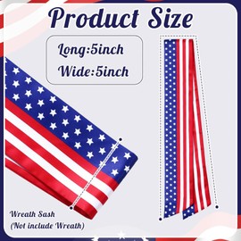 YKW 2 Pack Patriotic Wreath Sash for Front Door - American Flag Wreath Accessories, 5" W x 55" Fine Linen Ribbon - 4th of July Memorial Day Outdoor Indoor Decoration (Patriotic - Classics)