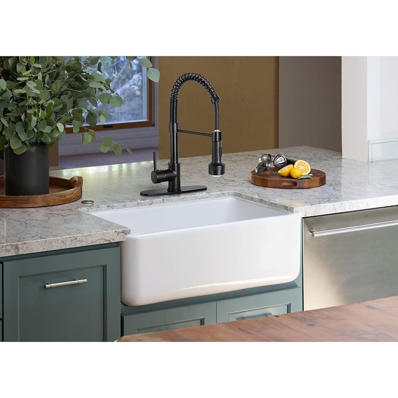 DJS Kitchen Faucets with Pull Down Sprayer LED Light Single