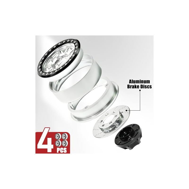 2.2 Inch Beadlock Wheels, 25mm Wide 0mm Offset for SCX10