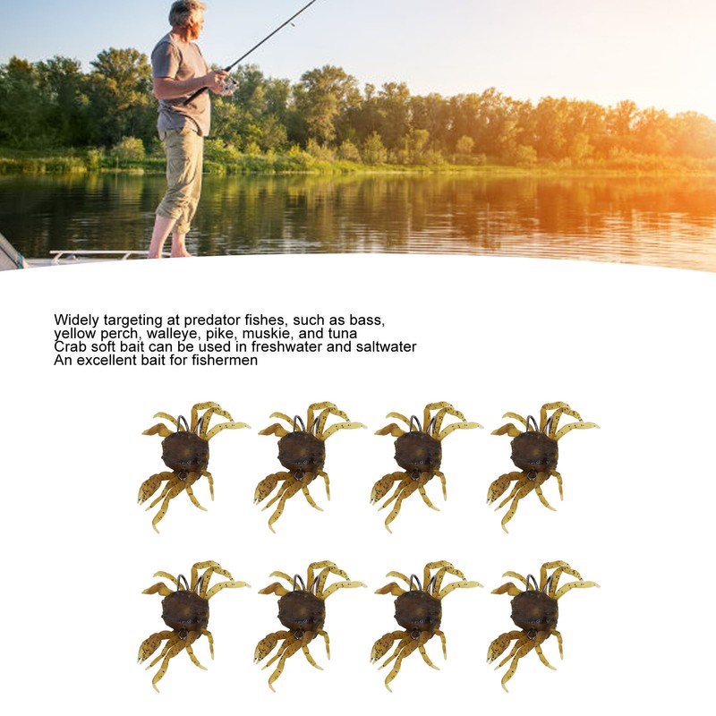 8Pcs Artificial Crab Bait 13cm 33.5g Simulation Crab Soft Lure