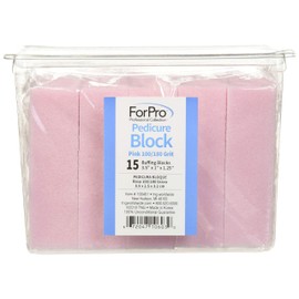 ForPro Pink Three-Sided Pedicure Block - 100/180 Grit - Three-Sided Pedicure Nail Buffer - 3.5” L x 1” W x 1.25” H – 15-Count