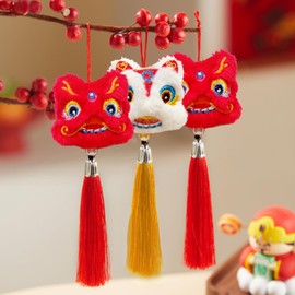 Koundeneko 2026 New Year Decoration, New Year's Pendant, 2 Types, Set of 8, Chinese Style, Plush Toys, Keeps Lucky, Safe and Protects Against Evil Spirits, Money Luck, Good Luck, Improves Atmosphere