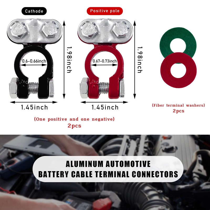 Dickno 2 PCS Battery Terminals Connector, Anti Corrosion Top Post