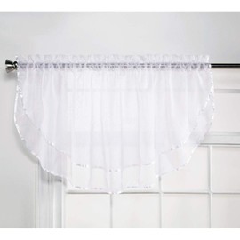 Stylemaster Elegance 60 by 24-Inch Sheer Voile Ascot Valance, White