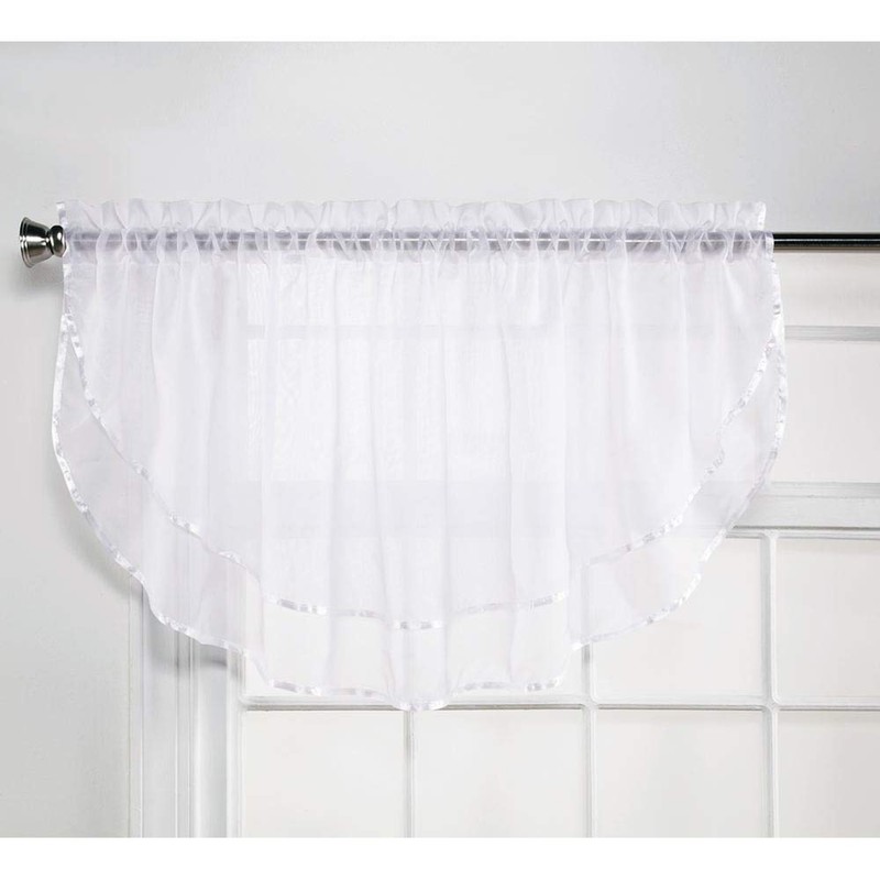 Stylemaster Elegance 60 by 24-Inch Sheer Voile Ascot Valance, White
