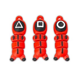 Nhemeylp 3Packs Red Soldier Dolls for Decoration 3D Printed Mask Figure Triangle Square Circle Guard Keychain Charm Toy Emotional Support Cheer Up Keepsake Gift for Friends, Women, Student, Christmas