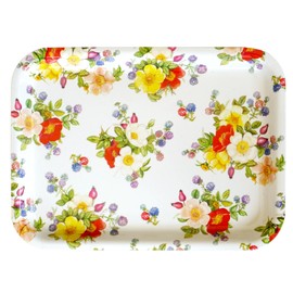 Lashuma Small Tray 31 x 23 cm Decorative Tray Rectangular with Wild Roses