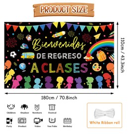AIBIIN - Bandera española de bienvenida a la escuela, primer día de clases, bienvenidos de Regres, clase A, para colgar en el fondo de fotografía de poliéster, decoración de aula y oficina, 70 x 43