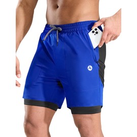 Nepest Mountain Bike Shorts for Men Loose-fit Quick Dry 3D Padding MTB Short Cycling Bicycle Biking with Zipper Pockets Royal Blue/Black,M