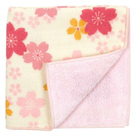 Hamamonyo Washed Washed Towel Handkerchief, Cherry Blossom Fluttering