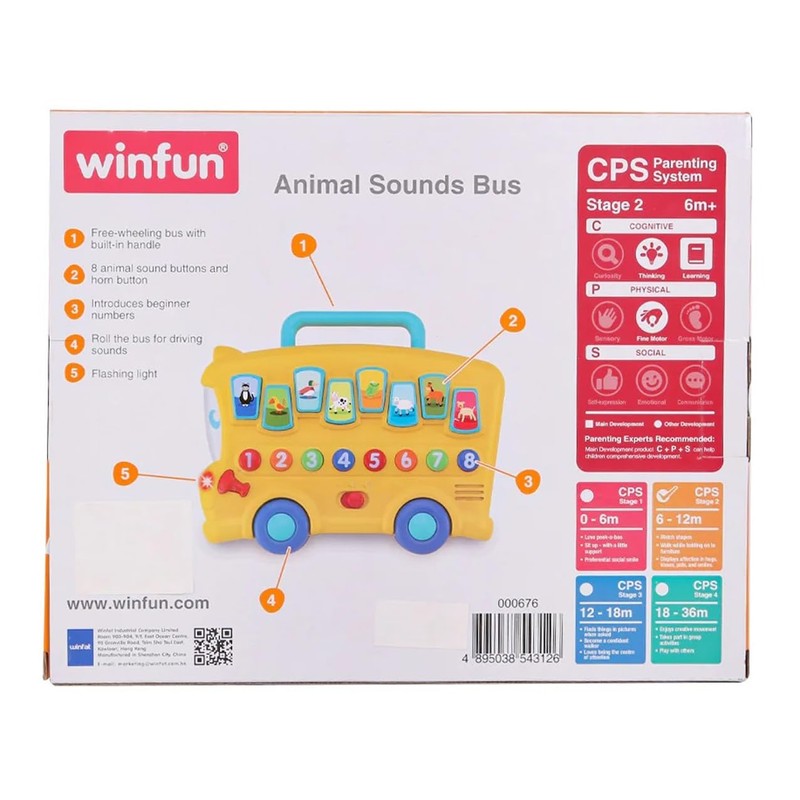 Winfun Animal Sounds Bus | Musical Pull Along Bus With