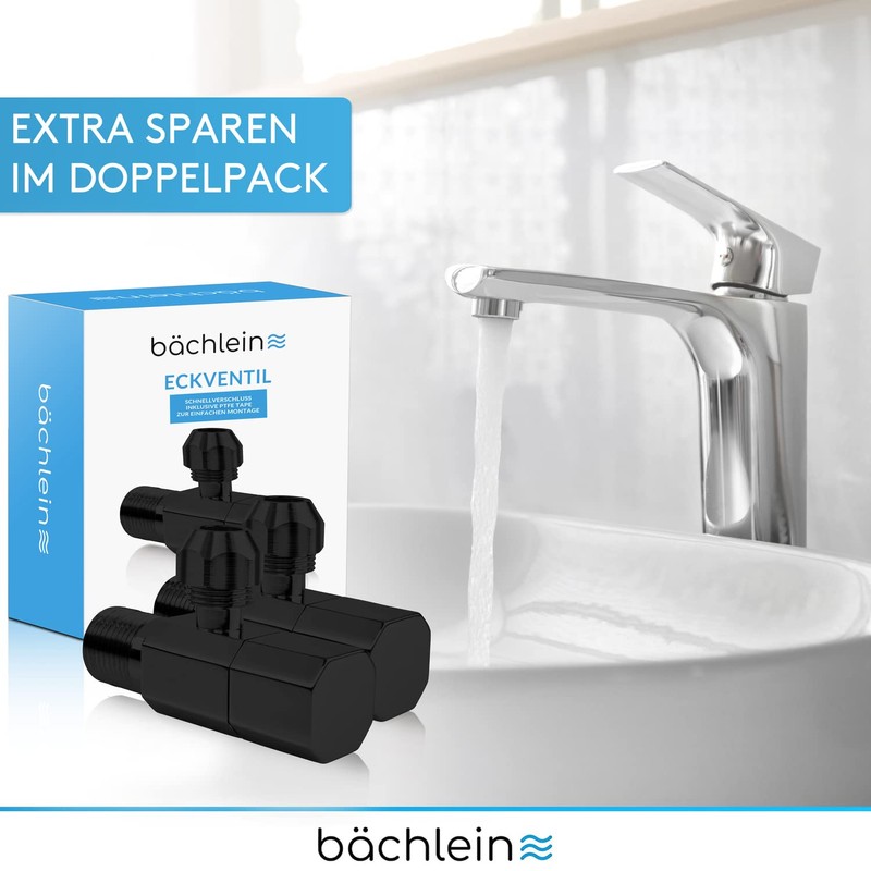 Bächlein Universal Angle Valve with Quick Release in Matt Black