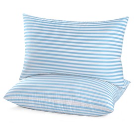 EIUE Bed Pillows for Sleeping 2 Pack Queen Size，Super Soft Down Alternative Microfiber Filled Pillows,Pillows for Side and Back Sleepers,20 x 30 Inches,Blue