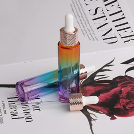 Kesell 14pcs 30ml Glass Dropper Bottle Empty Perfume Oil Bottles Dropping Bottle for Essential Oils Aromatherapy Blends Fragrance Facial Serums Rainbow Color