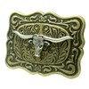 Moranse Copper Longhorns Bull Head Cowboy Design Belt Buckles, Copper